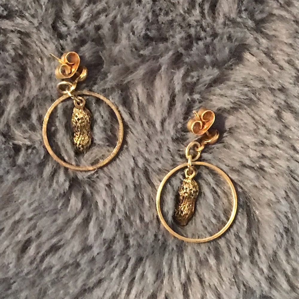 Vintage Goldtone Dangle Peanut Earrings